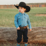 SHEA BABY TODDLER BOYS LIGHT DENIM LS PEARL SNAP SHIRT - BOY05