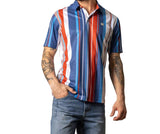 KIMES MEN'S BLUE MULTI STRIPE REIN POLO SHIRT - MSH0000215