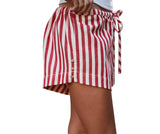 URBAN DAIZY WOMEN'S RETRO STRIPED SIDE BUTTON SHORTS - UDTY5014P