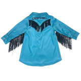 SHEA BABY INFANT GIRLS TEAL COWGIRL VINTAGE LONG SLEEVE DRESS - VIND06