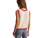 LISTICLE WOMEN'S CONTRAST TRIM SLEEVELESS KNIT TOP - LSW1043