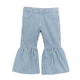 WRANGLER GIRLS INFANT/TODDLER BLUE AND WHITE STRIPED FLARE JEAN - 112375231
