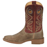 JUSTIN MEN'S PICKETT EMBROIDERED DARK RED WESTERN BOOT - UN7151