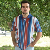 KIMES MEN'S BLUE MULTI STRIPE REIN POLO SHIRT - MSH0000215