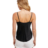 BLUIVY WOMEN'S SATIN LACE TRIMMED CAMISOLE TOP - T02749