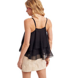 BLUIVY WOMEN'S LACE TRIMMED V-NECK LAYOR CAMISOLE TOP - T03126
