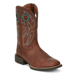 JUSTIN MENS BOWLINE BRANDY BROWN SQUARE TOE WESTERN BOOT - SE7522