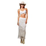 BLUE B WOMEN'S TIERED LACE FRINGE MAXI SKIRT - 37193S