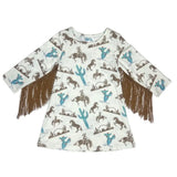 SHEA BABY INFANT/TODDLER GIRLS GETTIN' WESTERN LONG SLEEVE FRINGE DRESS - SDRF27