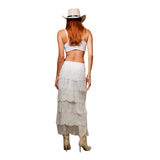 BLUE B WOMEN'S TIERED LACE FRINGE MAXI SKIRT - 37193S