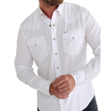 TECOVAS MEN'S PERFORMANCE WESTERN PEAL SNAP LONG SLEEVE SHIRT - M40363WHT