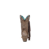 CORRAL WOMEN'S STAMPED FLORAL AND FRINGE SUEDE ANKLE WESTERN BOOT - A4996