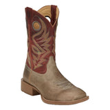 JUSTIN MEN'S PICKETT EMBROIDERED DARK RED WESTERN BOOT - UN7151