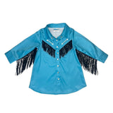 SHEA BABY INFANT GIRLS TEAL COWGIRL VINTAGE LONG SLEEVE DRESS - VIND06