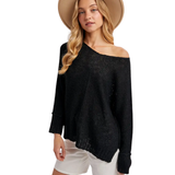 BLUIVY WOMEN'S REVERSE SEAM LOOSE FIT SWEATER - W00425