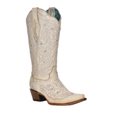 CORRAL WOMEN'S BONE CRYSTAL EMBROIDERY WESTERN BOOTS - Z5123