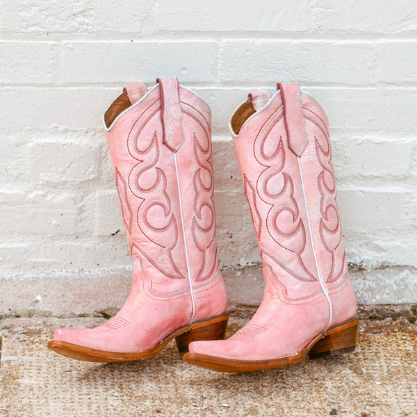 CIRCLE G BY CORRAL WOMEN'S PINK EMBROIDERY WESTERN BOOTS - L6042