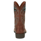 JUSTIN MENS BOWLINE BRANDY BROWN SQUARE TOE WESTERN BOOT - SE7522