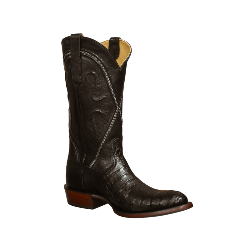 R. WATSON MEN'S BLACK CAIMAN BELLY WESTERN BOOT - RW2000-3