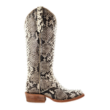 R. WATSON WOMEN’S BLACK AND WHITE PYTHON WESTERN BOOT - RWL7200-1