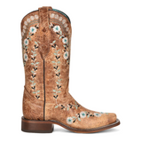 CORRAL WOMEN'S COGNAC FLORAL EMBROIDERY WESTERN BOOTS - A4398