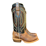 R. WATSON WOMEN'S BLACK COFFEE & SAND DUNE COWHIDE WESTERN BOOT - WRL0005-1