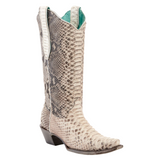 CORRAL WOMEN'S NATURAL FULL PYTHON SNIP TOE WESTERN BOOT - A3798