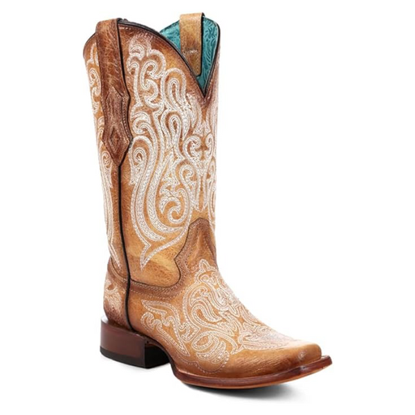 CORRAL WOMEN'S BLUE LUMINESCENT SQUARE TOE WESTERN BOOT - A4580