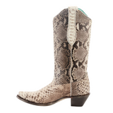 CORRAL WOMEN'S NATURAL FULL PYTHON SNIP TOE WESTERN BOOT - A3798