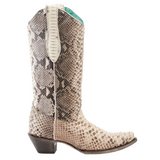 CORRAL WOMEN'S NATURAL FULL PYTHON SNIP TOE WESTERN BOOT - A3798