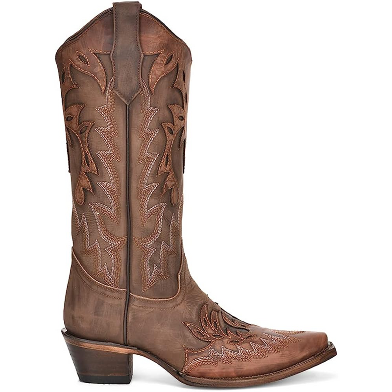 CIRCLE G BY CORRAL WOMEN'S CHOCOLATE COGNAC WINGTIP WESTERN BOOTS - L6031