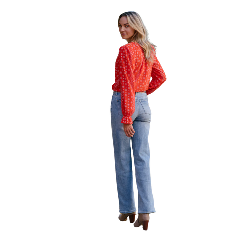 JUDY BLUE ALLISON HIGH RISE FRONT YOKE RETRO WIDE LEG JEANS - 88673