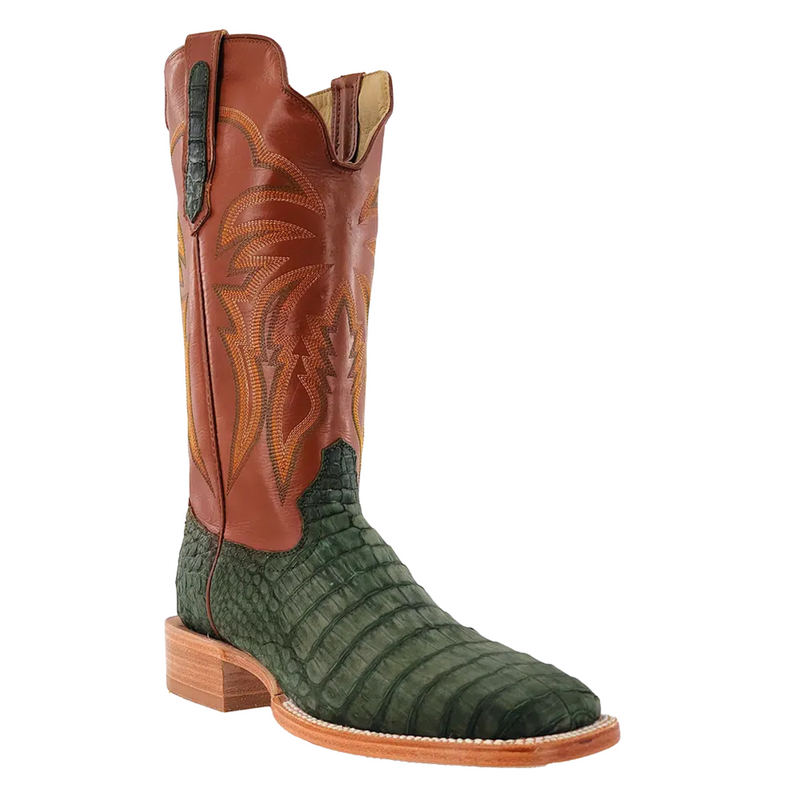 R. WATSON MEN'S NUBUCK OLIVE GREEN CAIMAN WESTERN BOOT - RW2006-2