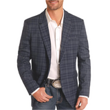 ROCK & ROLL MEN'S INDIGO STRIPED SPORTS BLAZER - BM96C04969