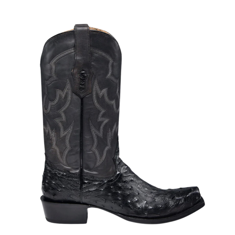 CORRAL MEN'S EMBROIDERY & OSTRICH BLACK NARROW SQUARE TOE WESTERN BOOT - A4549