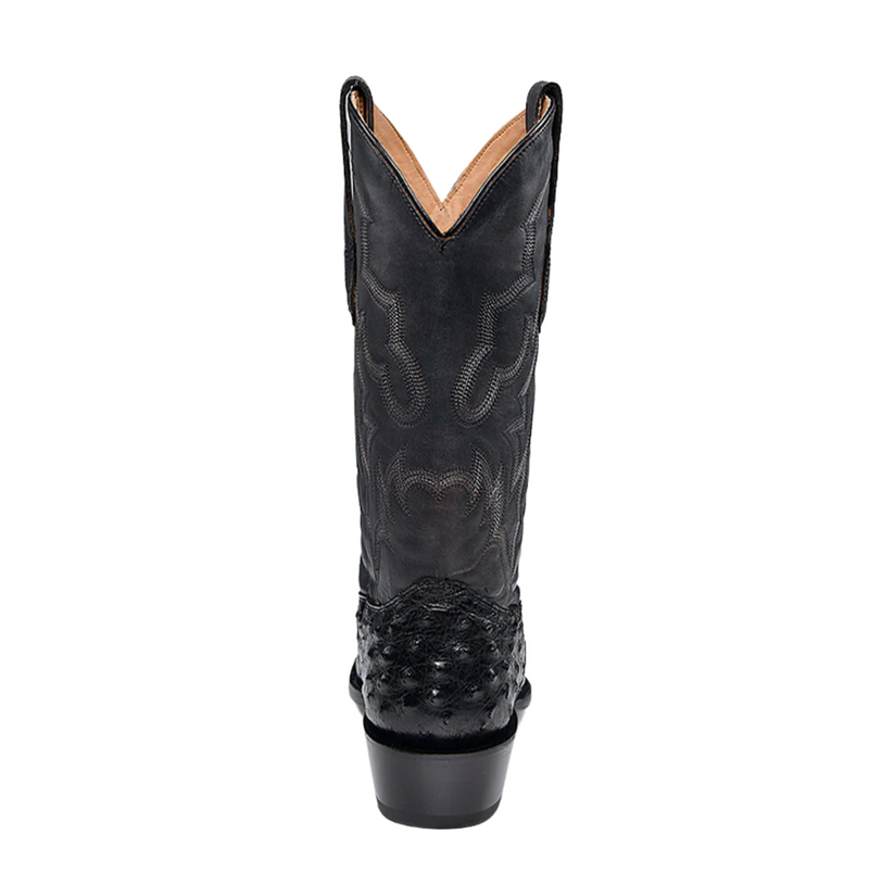 CORRAL MEN'S EMBROIDERY & OSTRICH BLACK NARROW SQUARE TOE WESTERN BOOT - A4549