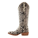 R. WATSON WOMEN’S BLACK AND WHITE PYTHON WESTERN BOOT - RWL7200-1