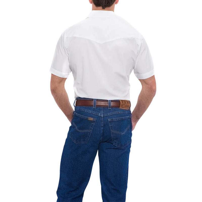 ELY CATTLEMAN MEN'S SHORT SLEEVE SOLID WESTERN SNAP SHIRT - 15201605