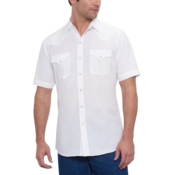 ELY CATTLEMAN MEN'S SHORT SLEEVE SOLID WESTERN SNAP SHIRT - 15201605