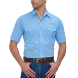 ELY CATTLEMAN MEN'S SHORT SLEEVE SOLID WESTERN SNAP SHIRT - 15201605