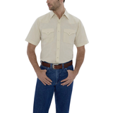 ELY CATTLEMAN MEN'S SHORT SLEEVE SOLID WESTERN SNAP SHIRT - 15201605