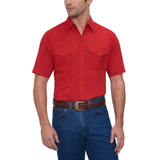 ELY CATTLEMAN MEN'S SHORT SLEEVE SOLID WESTERN SNAP SHIRT - 15201605