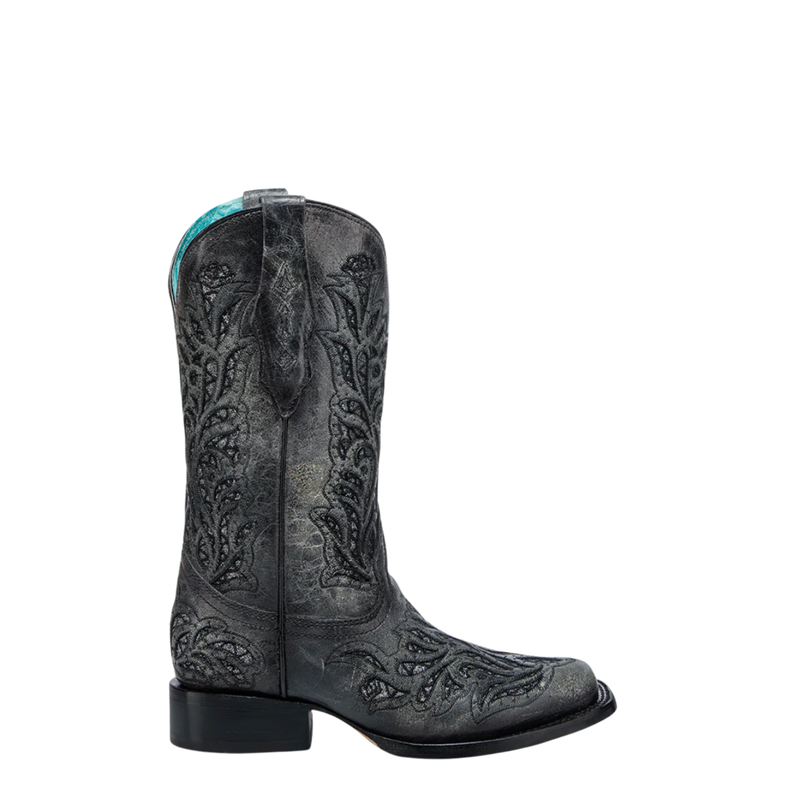 CORRAL WOMAN'S WHITE GLITTER INLAY AND EMBROIDERY WESTERN BOOTS - A4878