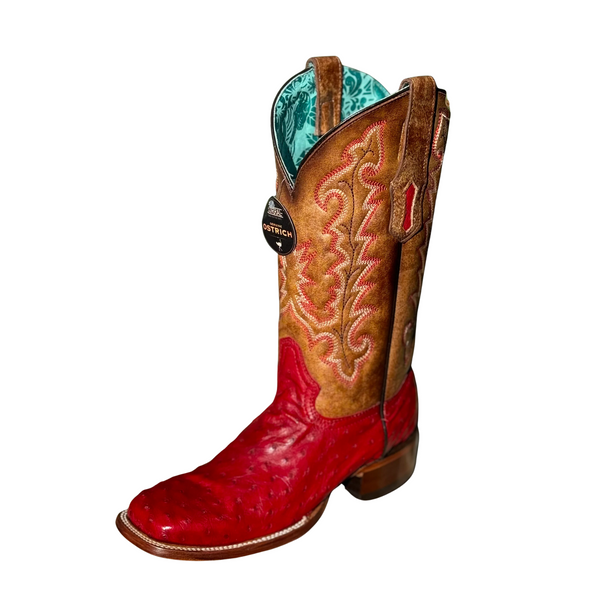 CORRAL WOMEN’S RED/SAND OSTRICH SQUARE TOE WESTERN BOOT - A4564