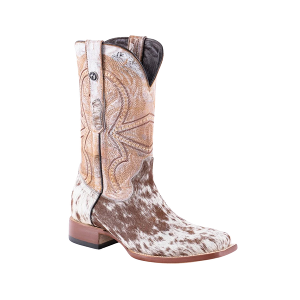 TANNER MARK MEN’S BROWN AND WHITE COWHIDE WESTERN BOOTS - TM205580