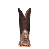 CORRAL MEN’S EMBROIDERY LAMB SHAFT GENUINE BROWN PYTHON VAMP WIDE SQUARE TOE WESTERN BOOTS - A4499