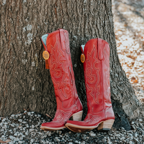 CORRAL WOMEN'S TALL RED EMBROIDERY WESTERN BOOTS - A4465