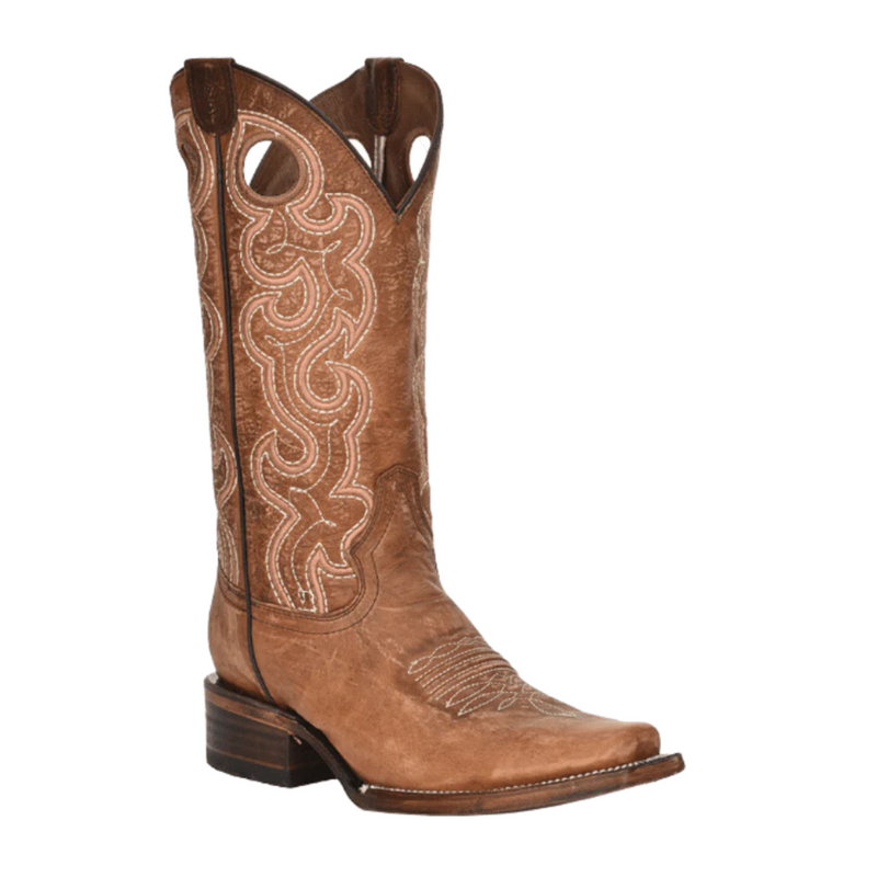 CIRCLE G WOMEN'S COGNAC EMBROIDERED SQUARE TOE WESTERN BOOT - L6008
