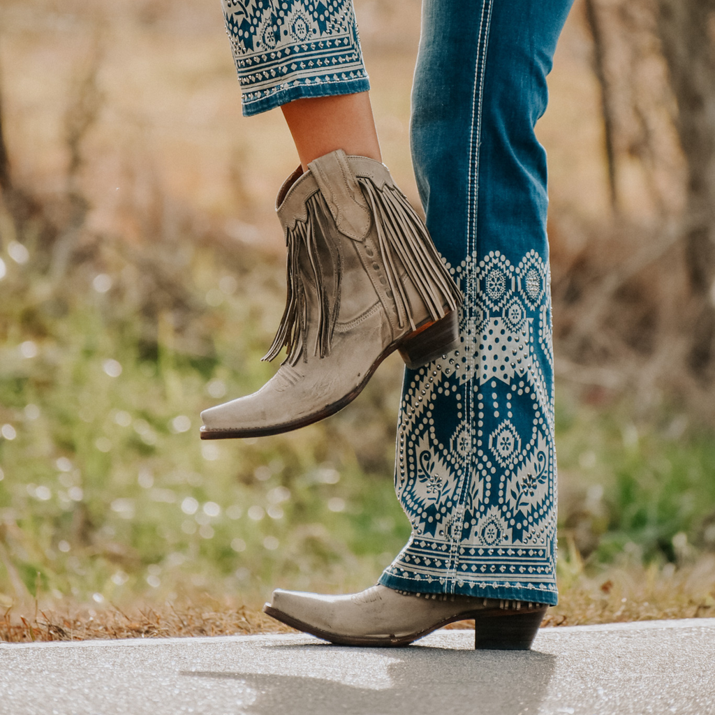 Circle G by Corral Ladies Black Studs & Fringe Booties Q5089 Circle G by Corral Ladies Black Studs & Fringe Booties Q5089