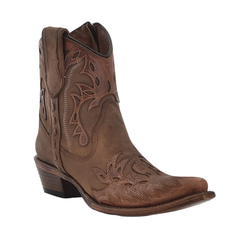 CIRCLE G WOMEN'S COGNAC TOBACCO ZIPPER ANKLE WESTERN BOOT - L6100